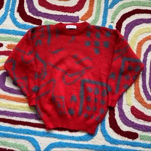 Vintage Happy Knitter Art Pattern Pullover Sweater